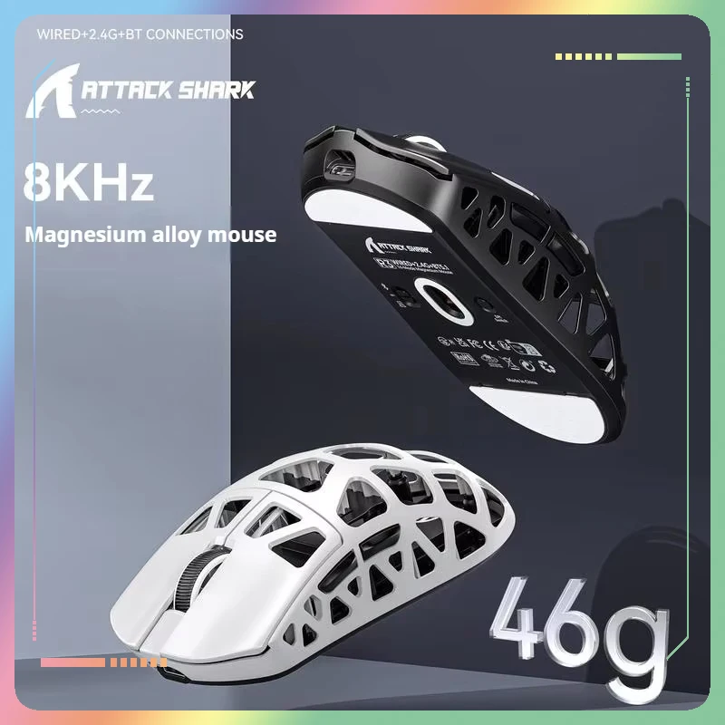 Attack Shark R3 3395, kabellose Maus aus Magnesiumlegierung, Drei-Modus-Verbindung, Bluetooth, 2,4