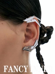 2024 Fashion Silver Color Irregular Clip Earrings For Unisex No Piercing Trendy Metal Earcuffs Statement Cartilage Party Jewelry