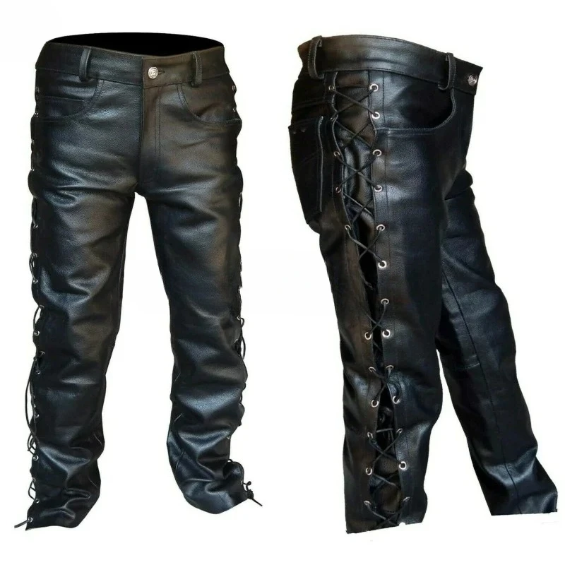 

Fashionable Men's Leather Pants, Motorcycle Punk Style, Winter Fashion Versatile Men's Clothing, Plus Size Men's Pants