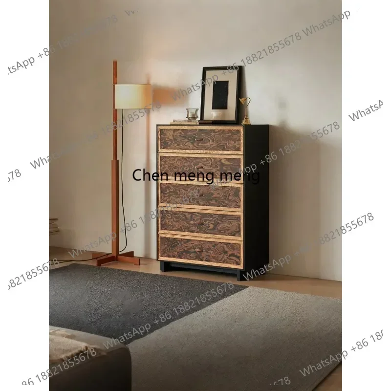 

Z136 French retro chest of drawers solid wood living room integrated storage against the wall, bedside cabinet