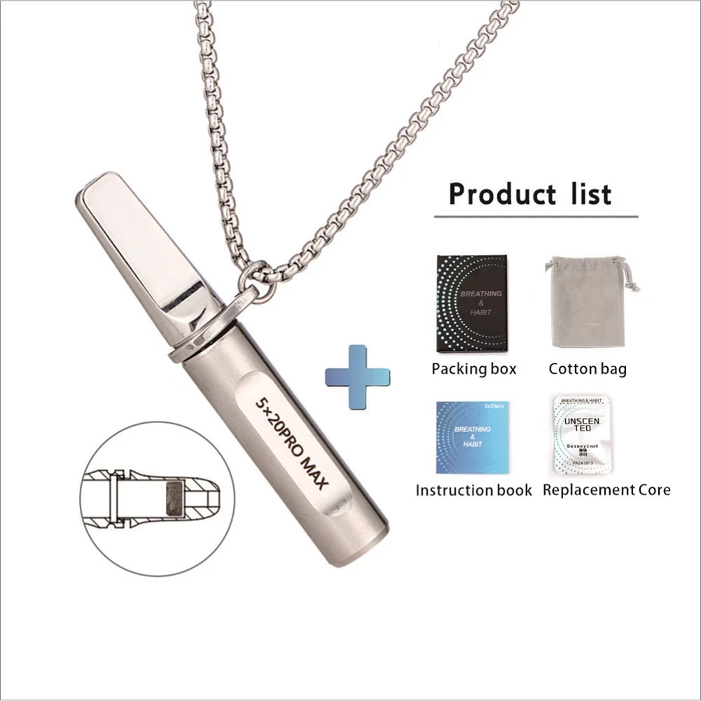 قلادة من الفولاذ المقاوم للصدأ للإقلاع عن التدخين وتخفيف القلق بفم مسطح مضاد للاستلقاء من أجل الهدوء الطبيعي وتخفيف التوتر #5