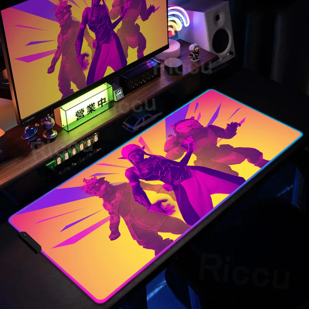 RGB Gamer Keyboard Mouse Pad F-Fortnite Cartoon Table Pad Large Size LED Glowing Mice Mat Rubber Game Computer Non-slip Mausepad