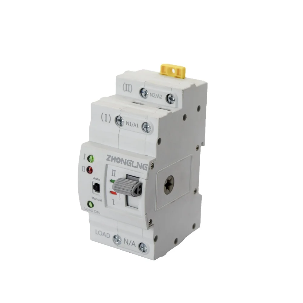 ZHONGLING dual power ATS transfer switch 63A 2 poles small automatic switch 63A  G2R-63 2P for genset generator part