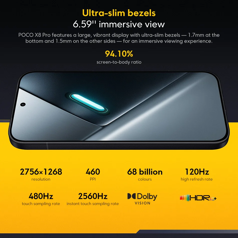 POCO X8 Pro Global Version Dimensity 8500-Ultra 6500mAh 100W HyperCharge 50MP OIS Camera 6.59" 1.5K 120Hz AMOLED 5G Mobile Phone