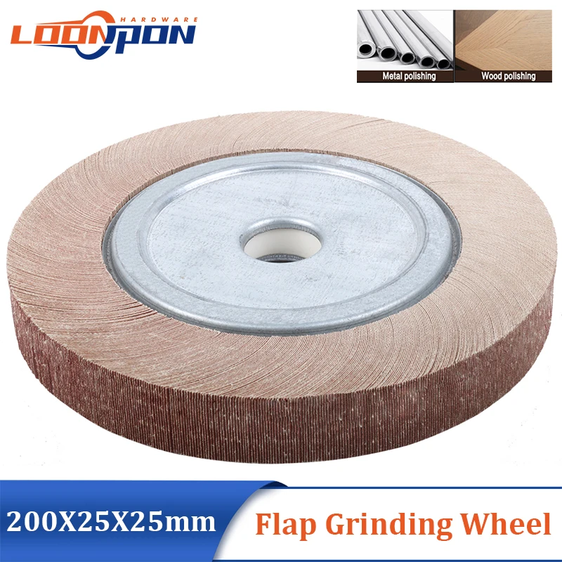 

200x25mm Bore Flange Flap Grinding Wheel Aluminum Oxide Sanding Cloth Mop Abrasive Polishing Disc for Metal Wood Thickness 25mm