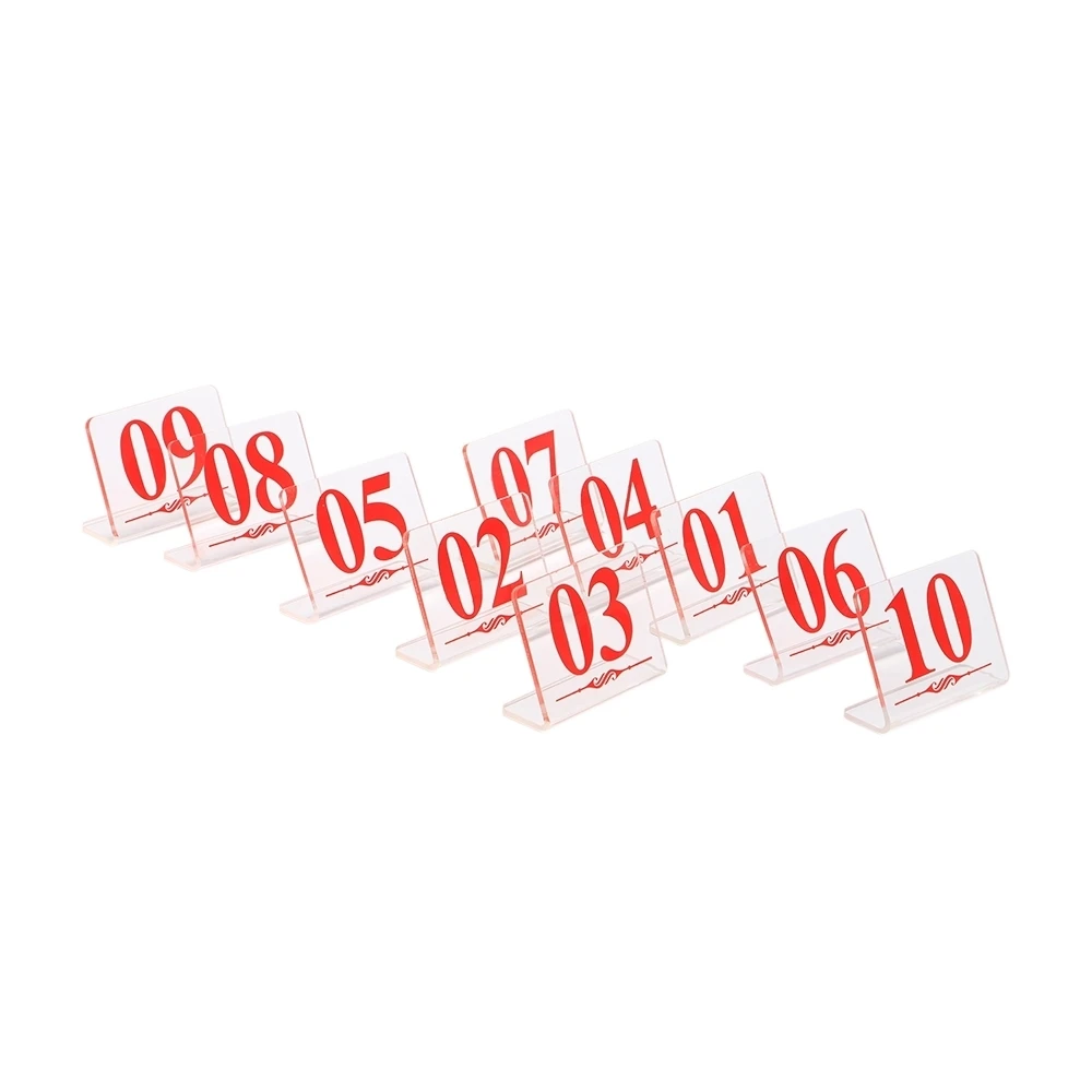 New Arrival L - Type Restaurant Table Number Card Clear Acrylic Digital Number Seat Table Signage Hotel Desk Sign Rack 5pcs/lot