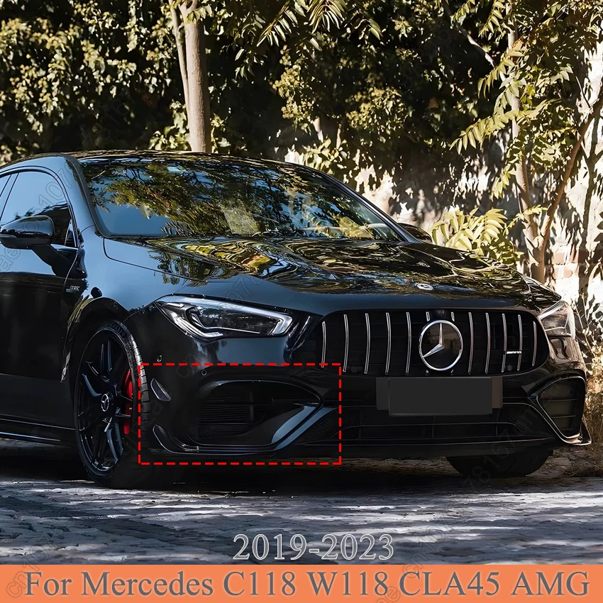 

CLA 45S противотуманная фара, решетка, накладка, воздушное лезвие для Mercedes Benz C118 W118 CLA45 AMG 2019-2023, передний бампер, боковой спойлер, сплиттер Canard