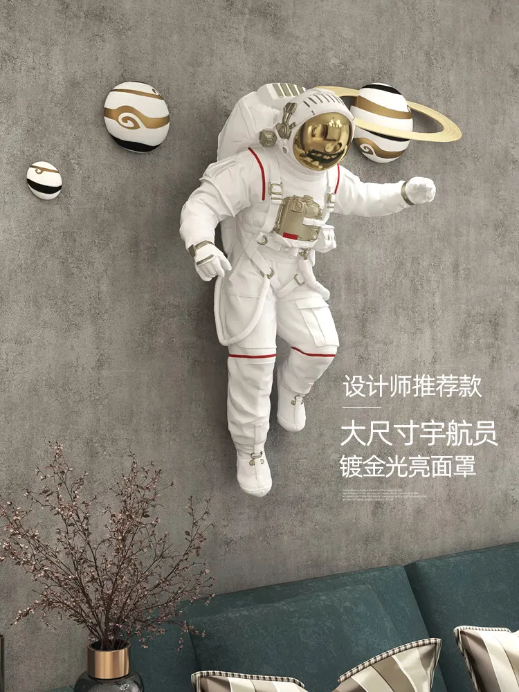 3D Astronaut Statue Wall Hanging Resin Spaceman Wall Sculpture Planet Decor Nordic Wall Living Room Kids Room Art Ornament Gifts