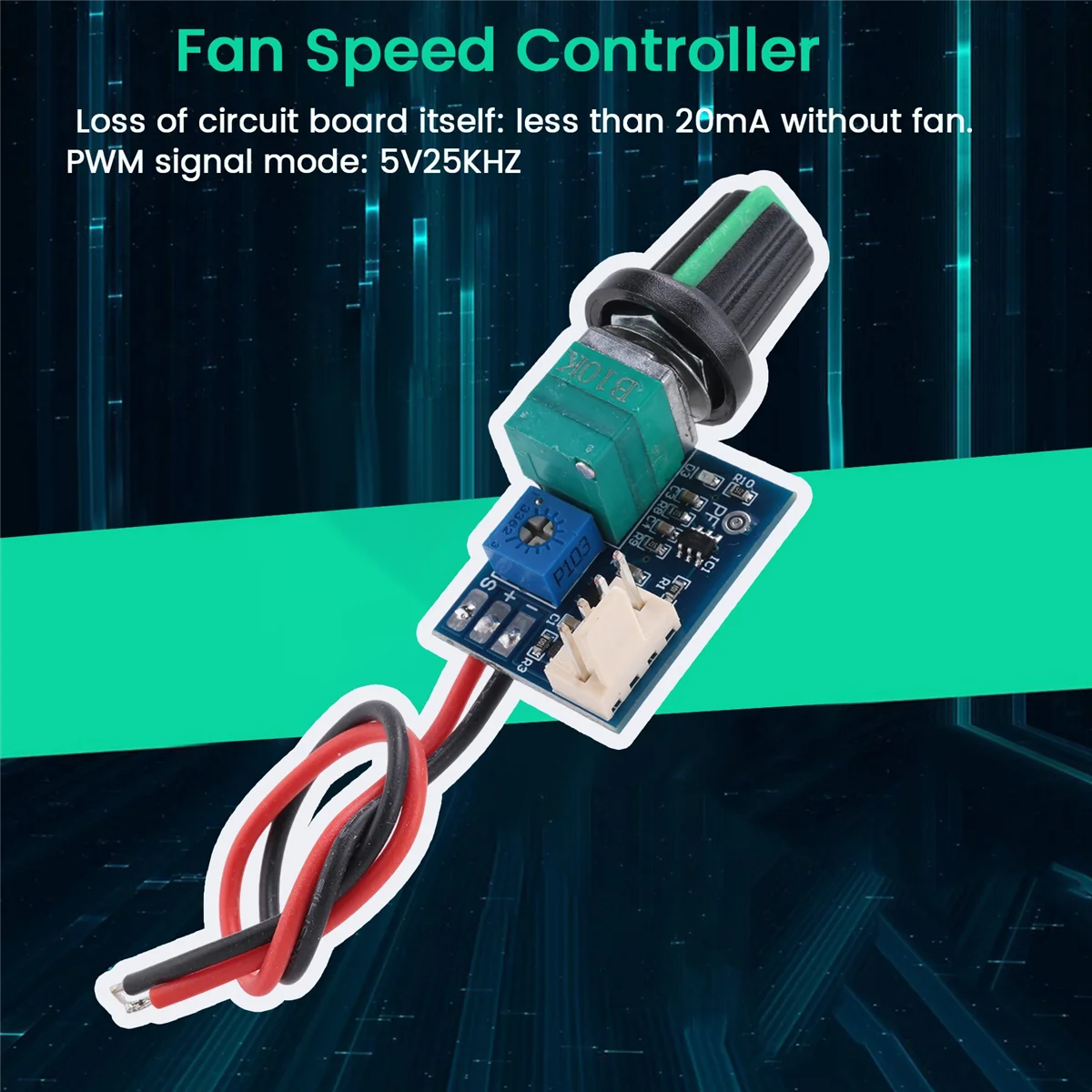 Controlador de velocidad del ventilador DC 12V ajustable 0%-100% PWM con interruptor de perilla regulador de velocidad del ventilador de 4 cables reducción de ruido