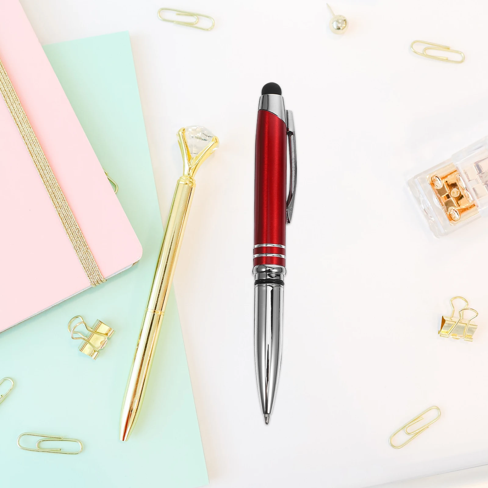 

4pcs Led Light Pen Ballpoint Pens Touch Screen Stylus Smooth Writing Replaceable Refills Comfortable Grip For Office School