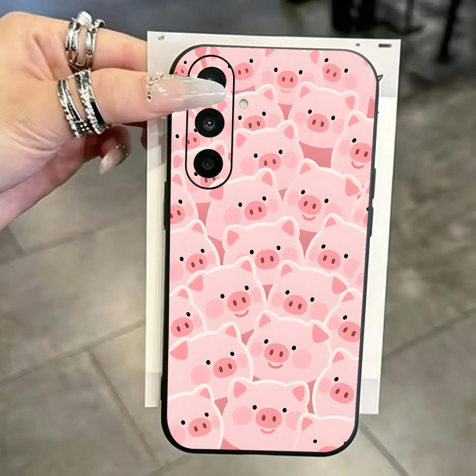 Cute little pig  Phone Case For Samsung A57 A56 A37 A27 A17 A36 A26 A55 A35 Black Matte Soft Case