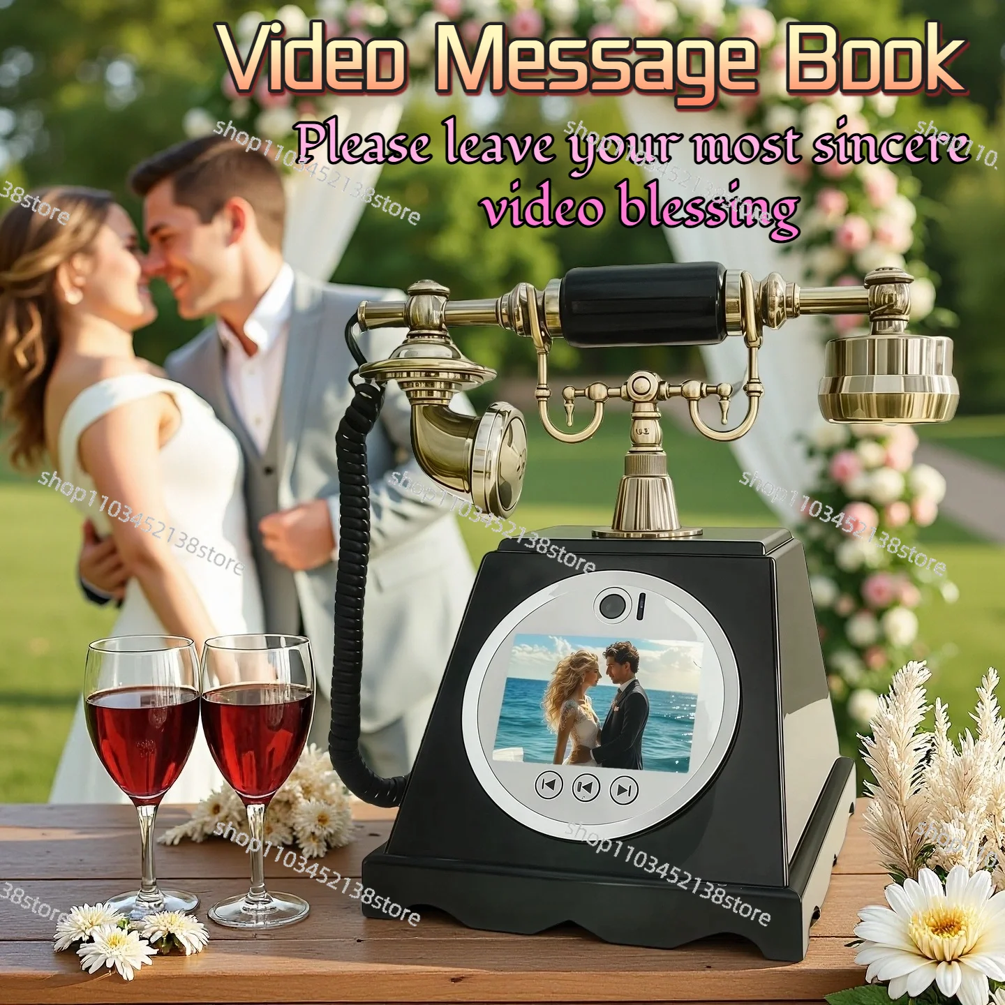 128G Wedding Audio Video Guestbook Phone Banquet  Sign-in Book Guest Blessings 2K Video