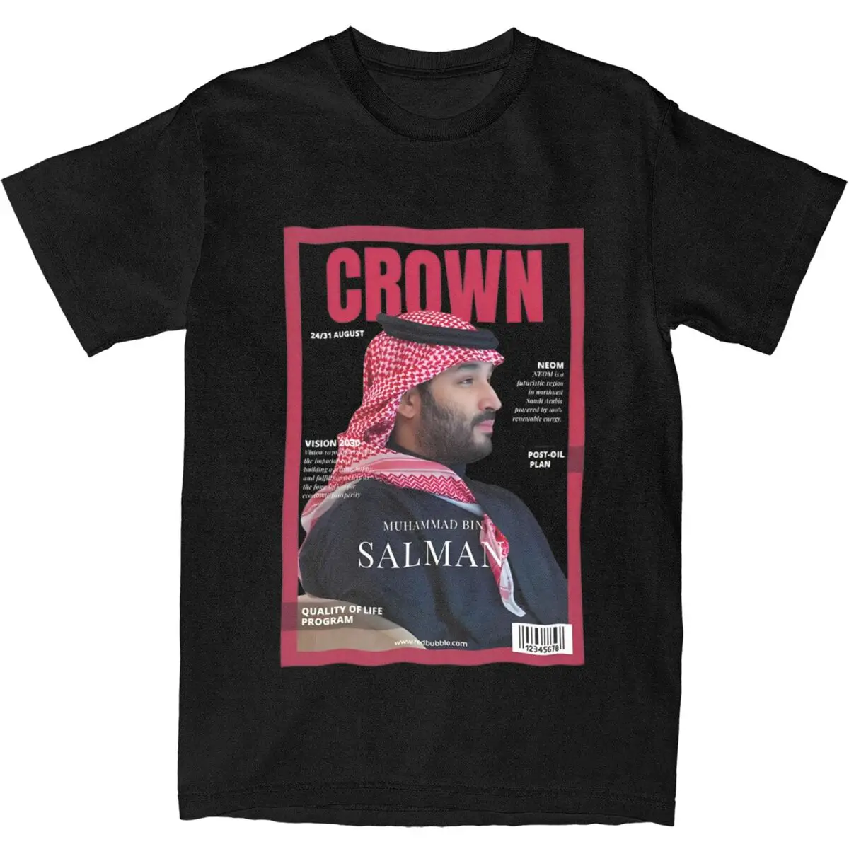 

Crown Prince MBS T-Shirt Men kingdom of saudi arabia Funny Cotton T-Shirts Summer O Neck Fashion Tees Pattern Plus Size Clothing