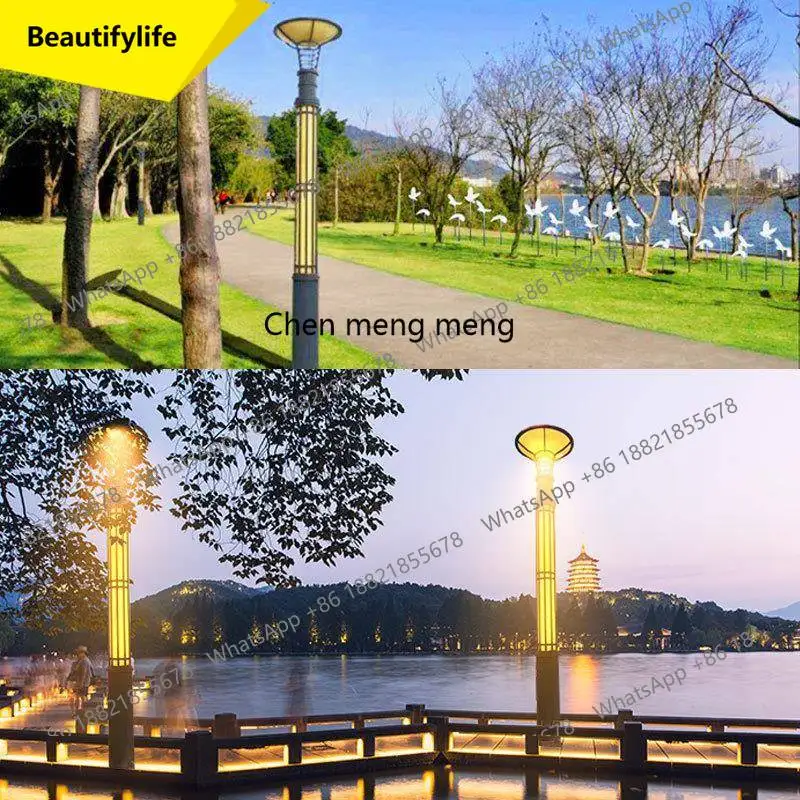 X188 New Chinese landscape garden square light community outdoor greenway lamp post 3 meters led cylindrical garden light