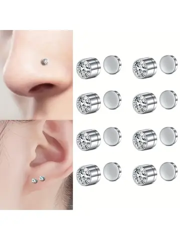 2-Piece Magnetic Faux Nose Studs, Personalized Punk Style, Fashion Women's Nose Jewelry Set, No Piercing Required, Vintage Style