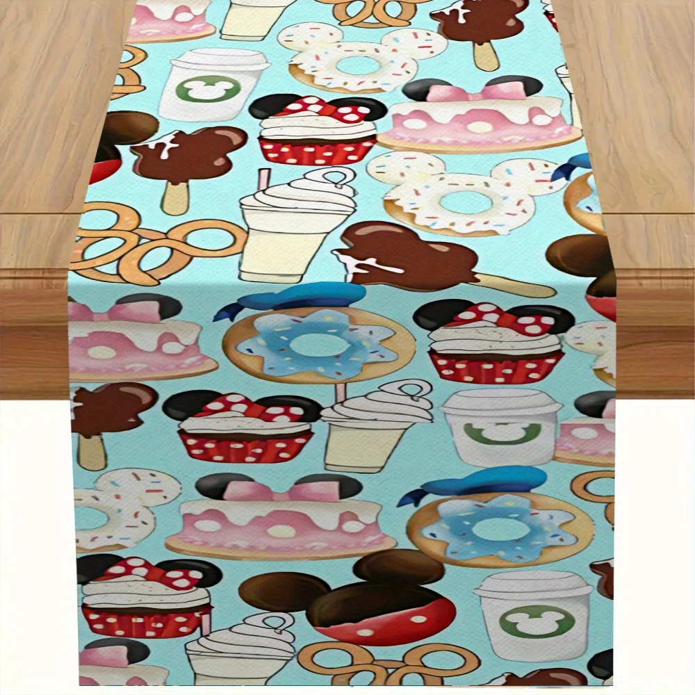 1 Piece of Disney Mickey Dessert Print Tablecloth, Designed for Table Decoration, Suitable for Happy Afternoon Tea Time, as a Surprise Birthday Gift for Bffs and Friends