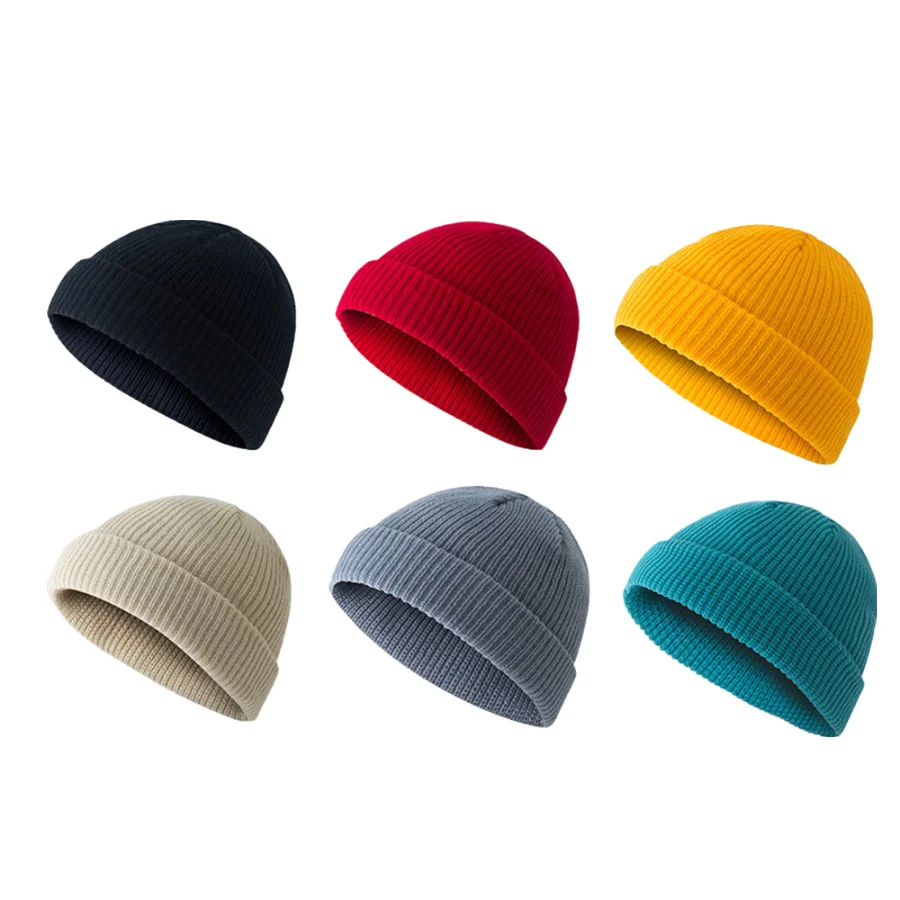 Hip Hop Beanie Knitted Hat Men Fashion Skullcap Women Autumn Winter Brimless Baggy Melon Cap Cuff Docker Fisherman Beanies Hat