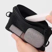 Dual-Layer Mesh Storage Bags Portable Travel Makeup Bag with Zipper Mini Toiletries Cosmetics Organizer Simple Stationery Bag 6