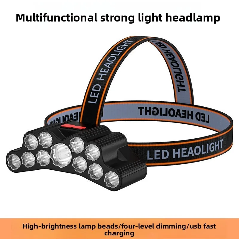 

11LED Суперяркий перезаряжаемый налобный фонарь: длительный срок службы батареи для ночного бега, езды на велосипеде, рыбалки и занятий спортом на открытом воздухе