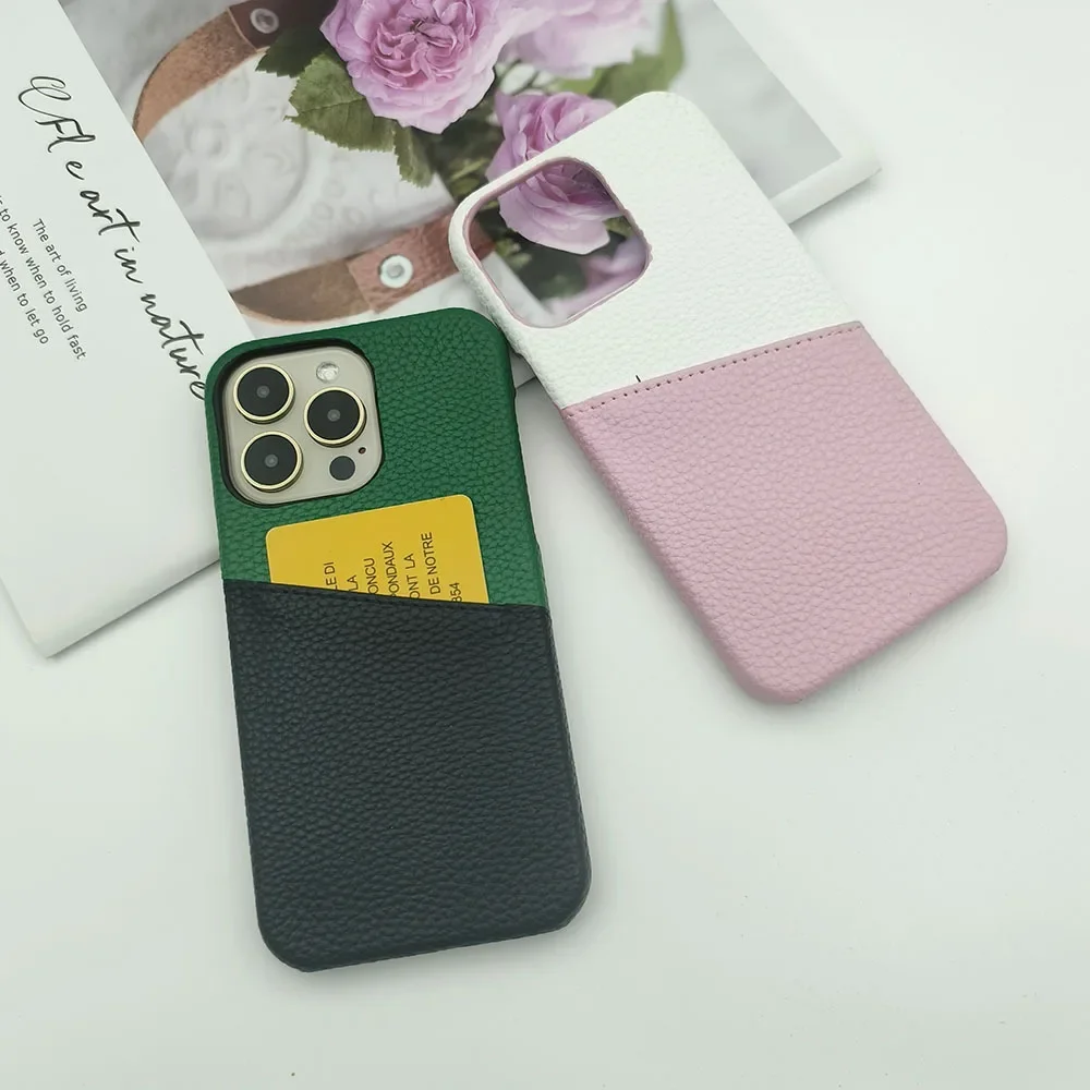 Suitable for iPhone 15 Lychee Pattern Splicing Card Case 14promax 12 12pro Zero Wallet Xs Xsmax Xr 7 8plus11 Protection Cover image 4