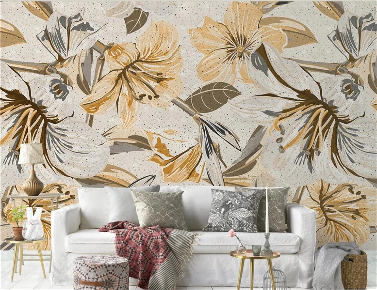 Custom wallpaper black and white color Southeast Asian plant leaf mural home decoration living room bedroom decoration painting