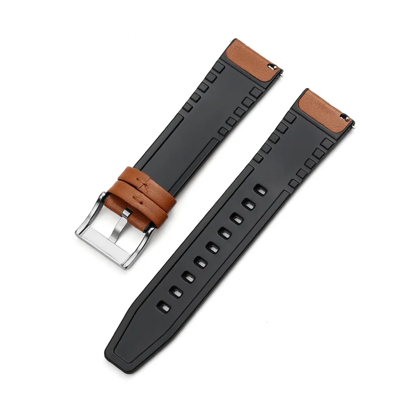 Pour Huami Amazfit Bip6 Bip5 Bip3 Bip 3 5 6 Lite S U Pro Unity 20mm 22mm Bracelet en cuir et Silicone Bracelet de montre hybride