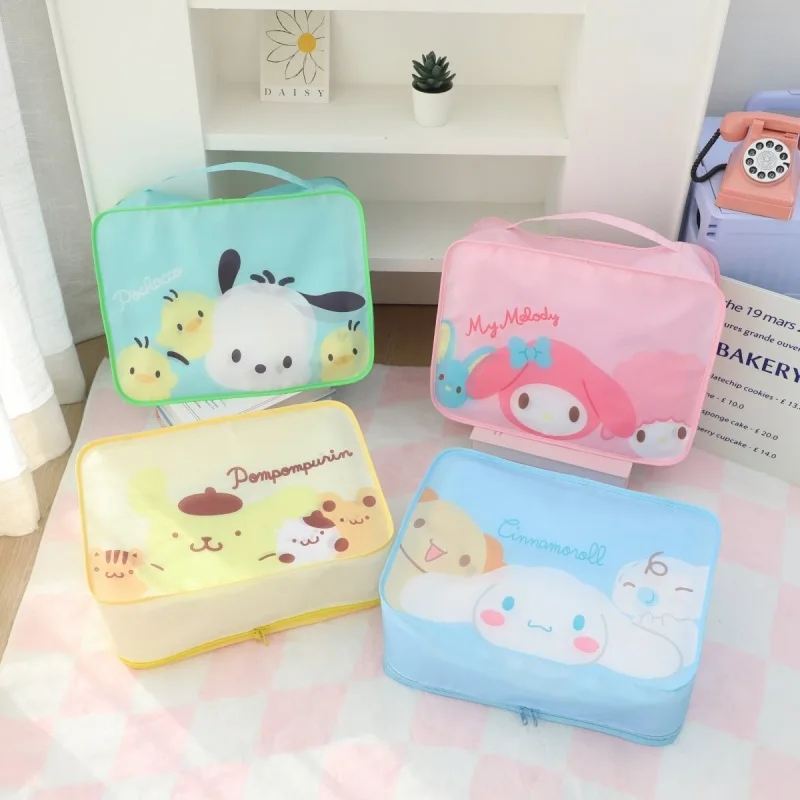 Kawaii Hello Kitty My Melody Kuromi Classified Clothing Travel Bags Anime Sanrio Girl's Heart Cute Debris Bag Set Downhill Bag