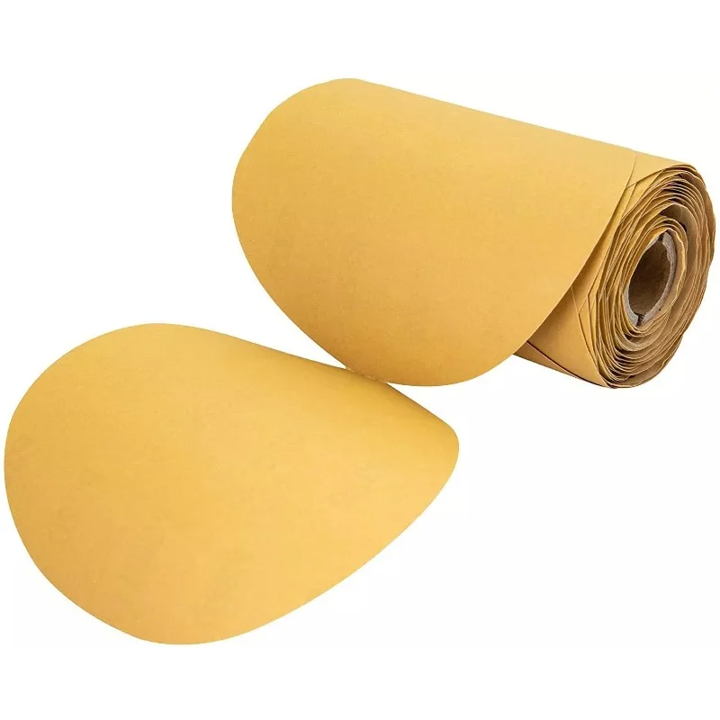 Flocking Disc Sandpaper 5inch 60 80 100 120 150 180~1000 Grit Self-adhesive Round Polished Yellow Dry Sand Paper DA Sanding Disc