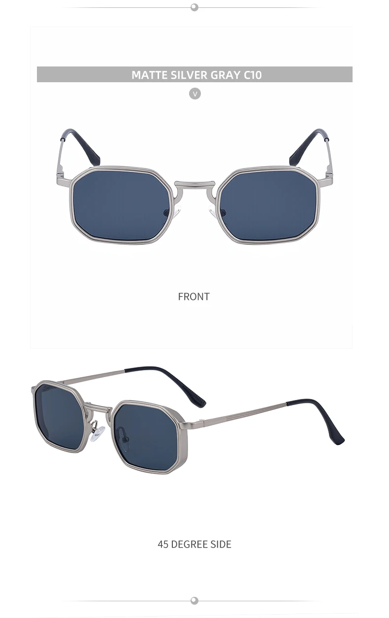 Steampunk Klassische Rechteckige Sonnenbrille für Herren 2026 Luxusmarke Punk Polygon Metallrahmen Sonnenbrillen für Männer Fahrbrillen Schutzbrille – Detail 24