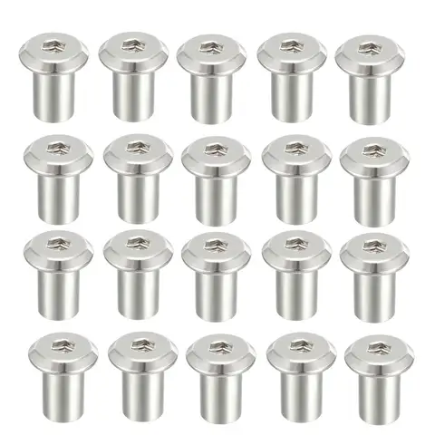 Uxcell 20pcs/lot M6x12/15/17/22mm Iron Nickel Plated Rivet Hex Socket Head Insert Nut Screw Post Furniture Fittings Fastener