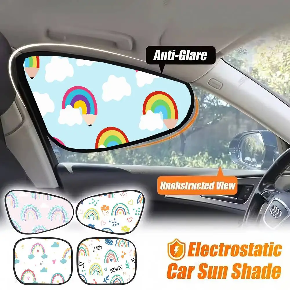 

Cartoon Rainbow Print Car Side Window Sunshade - UV Protection, Electrostatic Adsorption, Universal For Kids