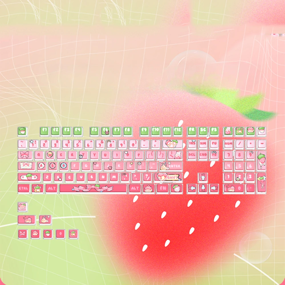 Harvey Pudding Keycap, 116 touches, translucide, nickel é rose, Asa Pbt Pc, été mignon, côté dessin animé, transparent, translucide