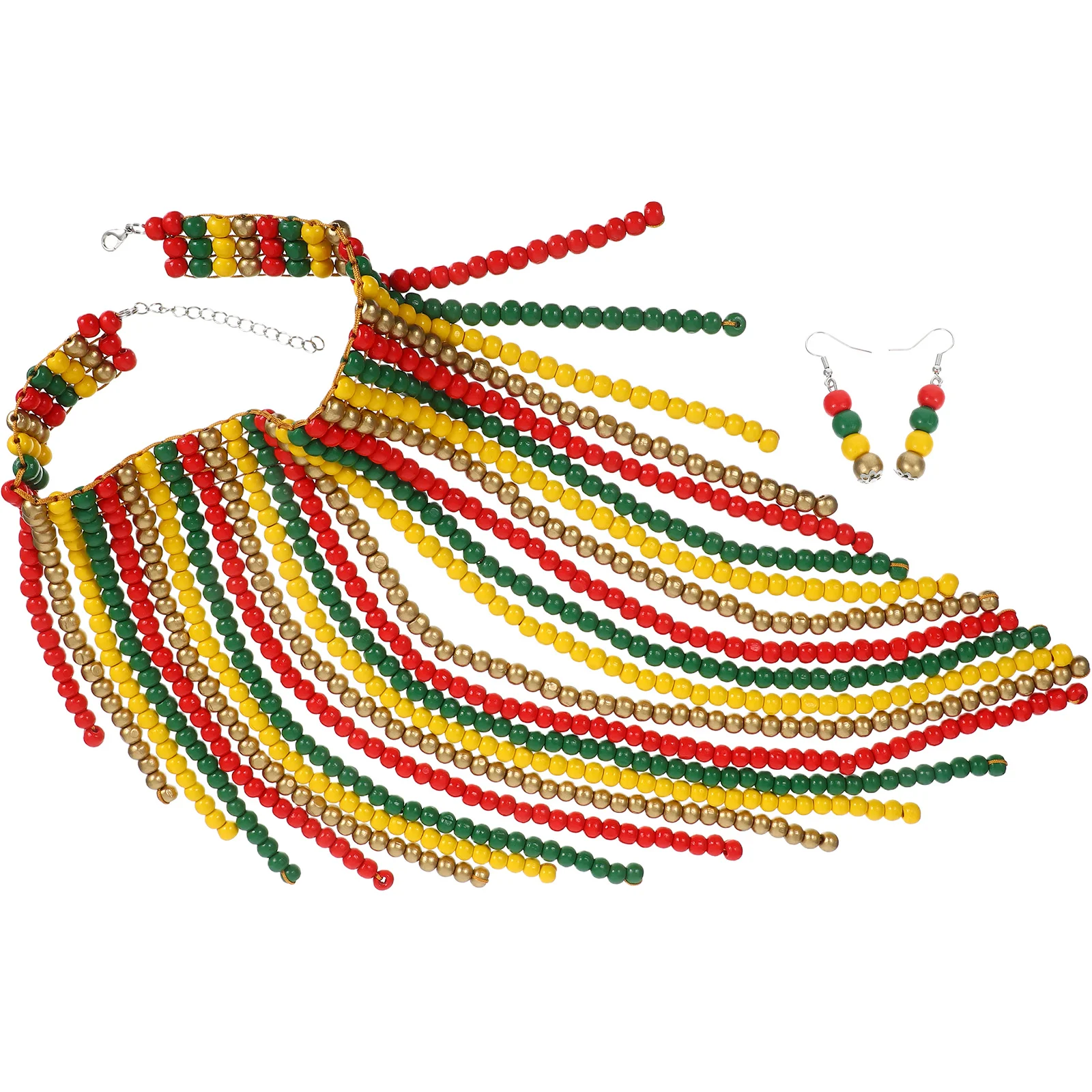 

Handmade Wooden Bead Necklace Vintage Colorful Boho For Women Men Lightweight Long Ethnic Layered Statement Chain Retro Party