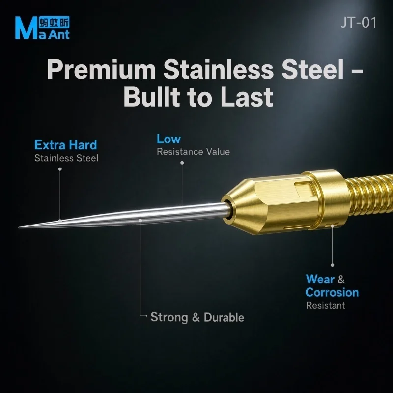MaAnt JT-01 Probe Tip Extender 0.1mm Super Fine Stainless Steel Needle Replacement Tips for Digital Multimeter Test Pen Leads