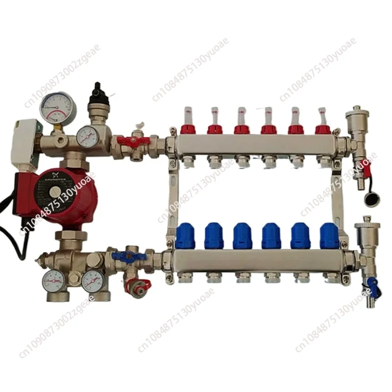 Water Valve for Underfloor Heating System, Brass plumbing, radiant distribution manifolds with Flow Meter