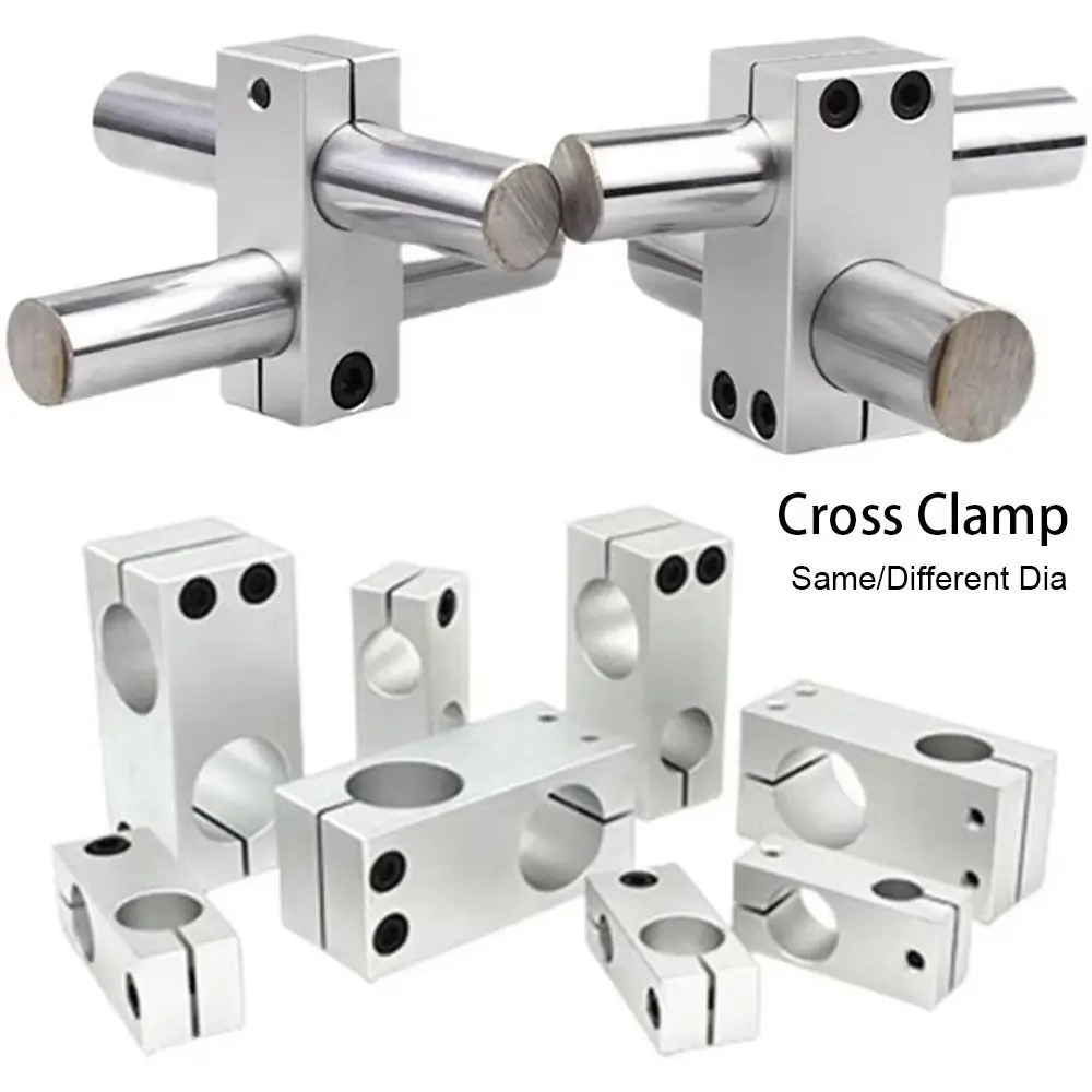 1Pcs Optical Axis Pillar Fixing Clamp Aluminum Alloy Cross B