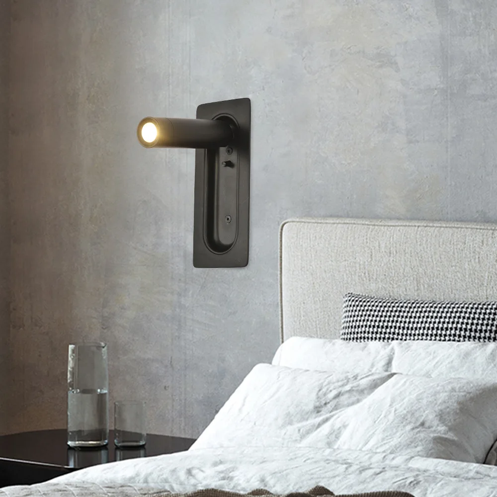 Adjustable Minimalist LED Wall Lamp Hotel Headboard Reading Light For Guest Room Modern Hotel Indoor Bedside LED wall light