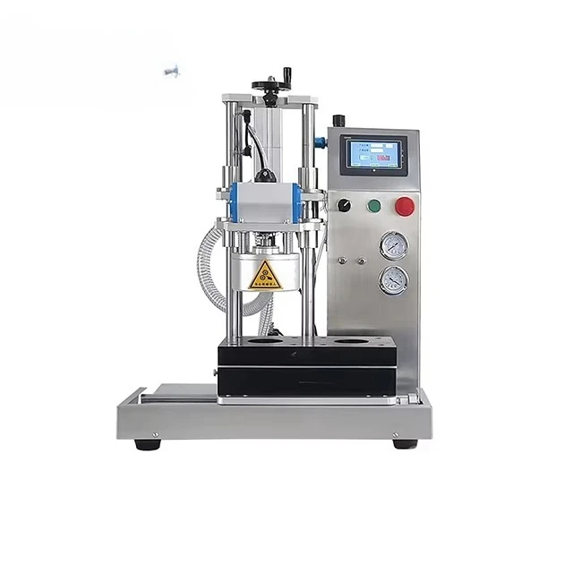 small desktop glass bottle vacuum sealing and capping machine, spice chili sauce glass bottle cap vacuum sealing machine