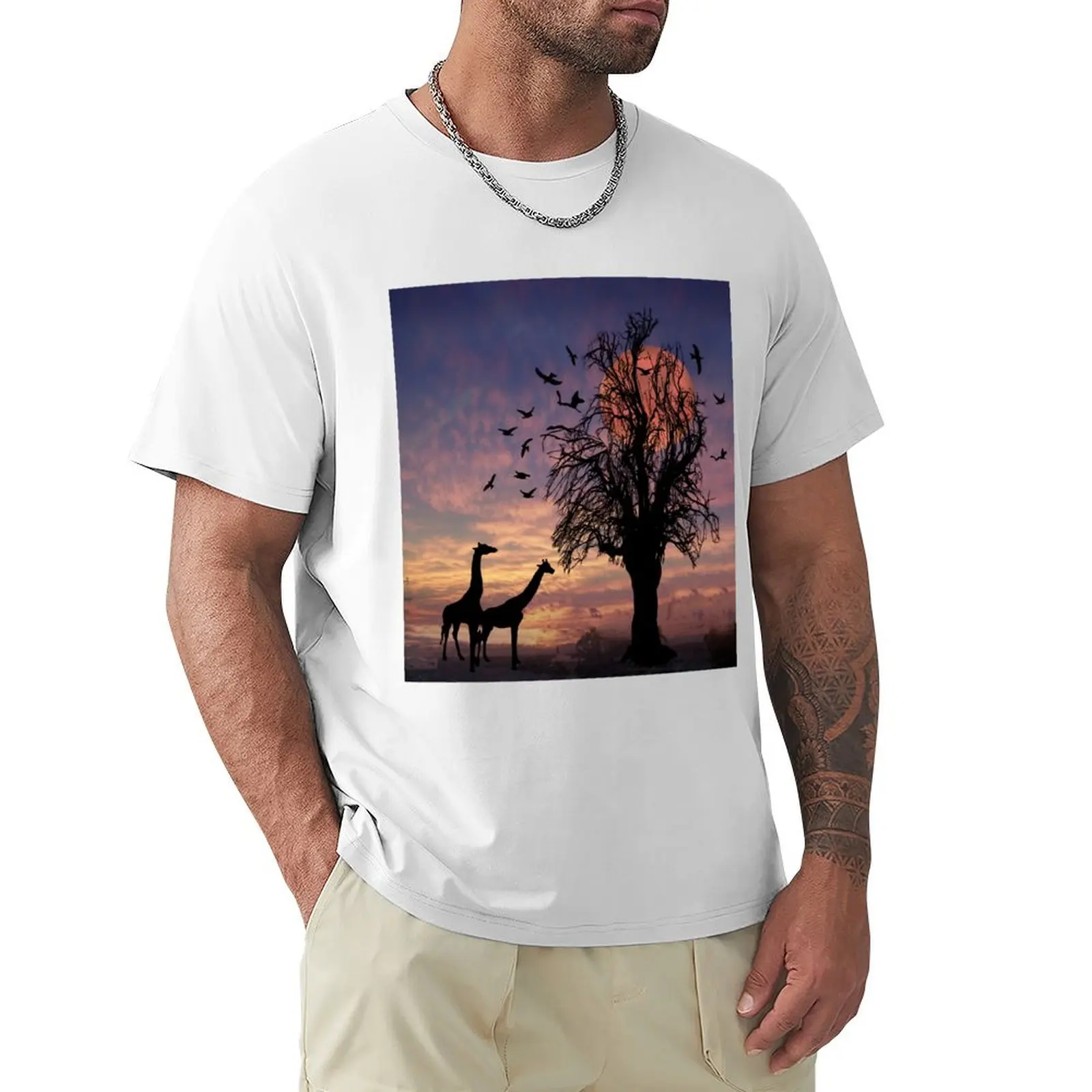 

Giraffs at Sunset T-Shirt anime clothes blacks graphics mens graphic t-shirts funny