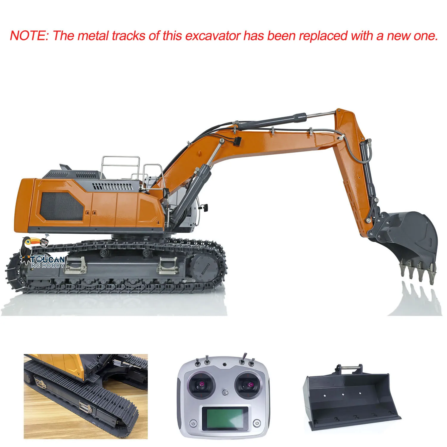XDRC 945 RC excavadora hidráulica 1/14 Radio Control excavadora de Metal camión de construcción coche vehículo acoplador rápido modelo de luz TH20590