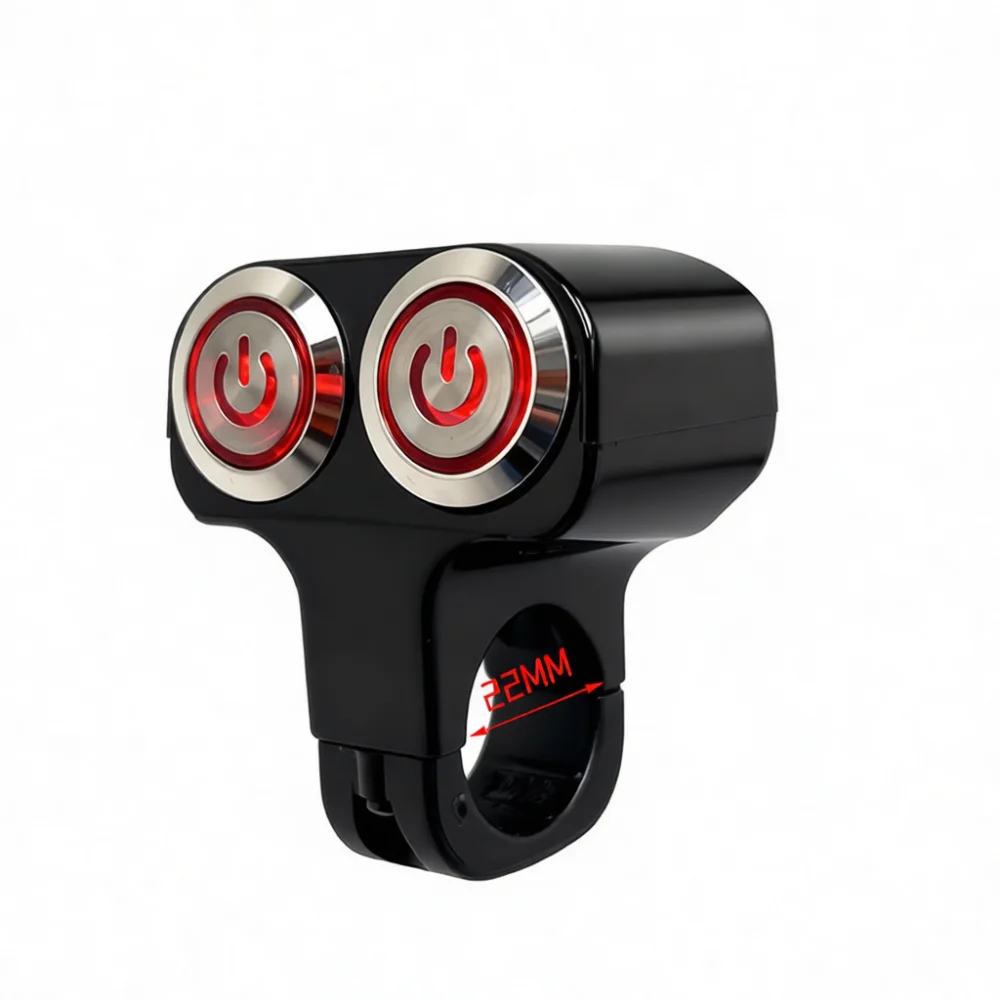 Motorcycle Spotlight Control Switch Aluminum Alloy Handlebar Mount Button Self Resetting With Indicator For Scooter