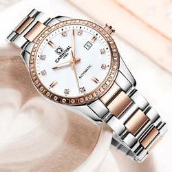 CARNIVAL Fashion Casual Ladies Automatic Mechanical Watches Luminous Waterproof Stainless Steel Strap Diamond Watch 8685