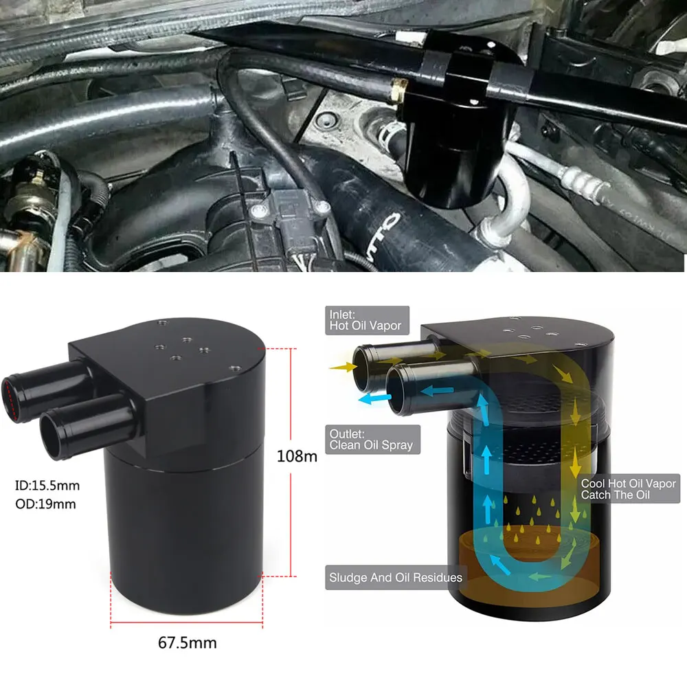 

for BMW N20 / N26 Oil Catch Can Black Reservior Reservoir Tank Kit with Silicone Radiator Hose