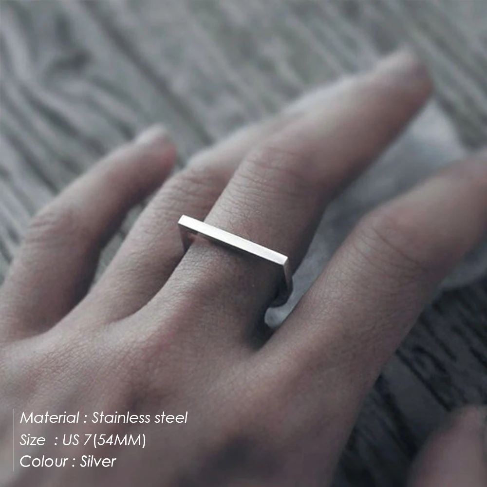 eManco Stainless Steel Fashion Silver Ring Simple Punk Hand Jewelry No Color Loss Women's Jewelry Wholesale