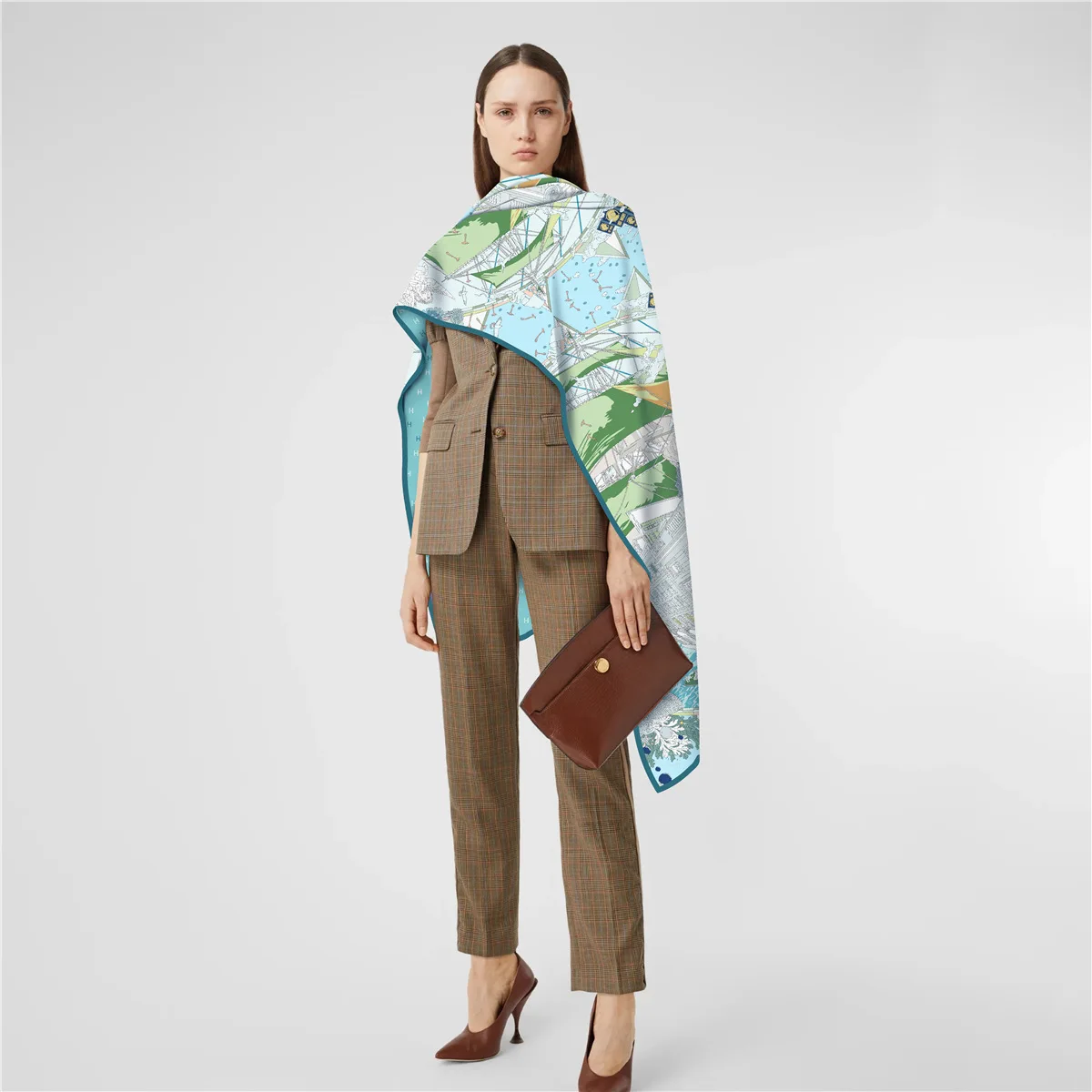 

Атласный женский матросский шарф в стиле ретро, двухслойная длинная шаль