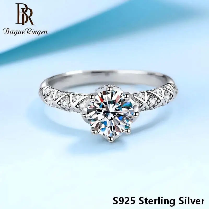 BR S925 Sterling Silver Moissanite Ring for Women  Vine Wrapping Design  Luxury Stylish  D VVS1 Exquisite Fine Jewelry