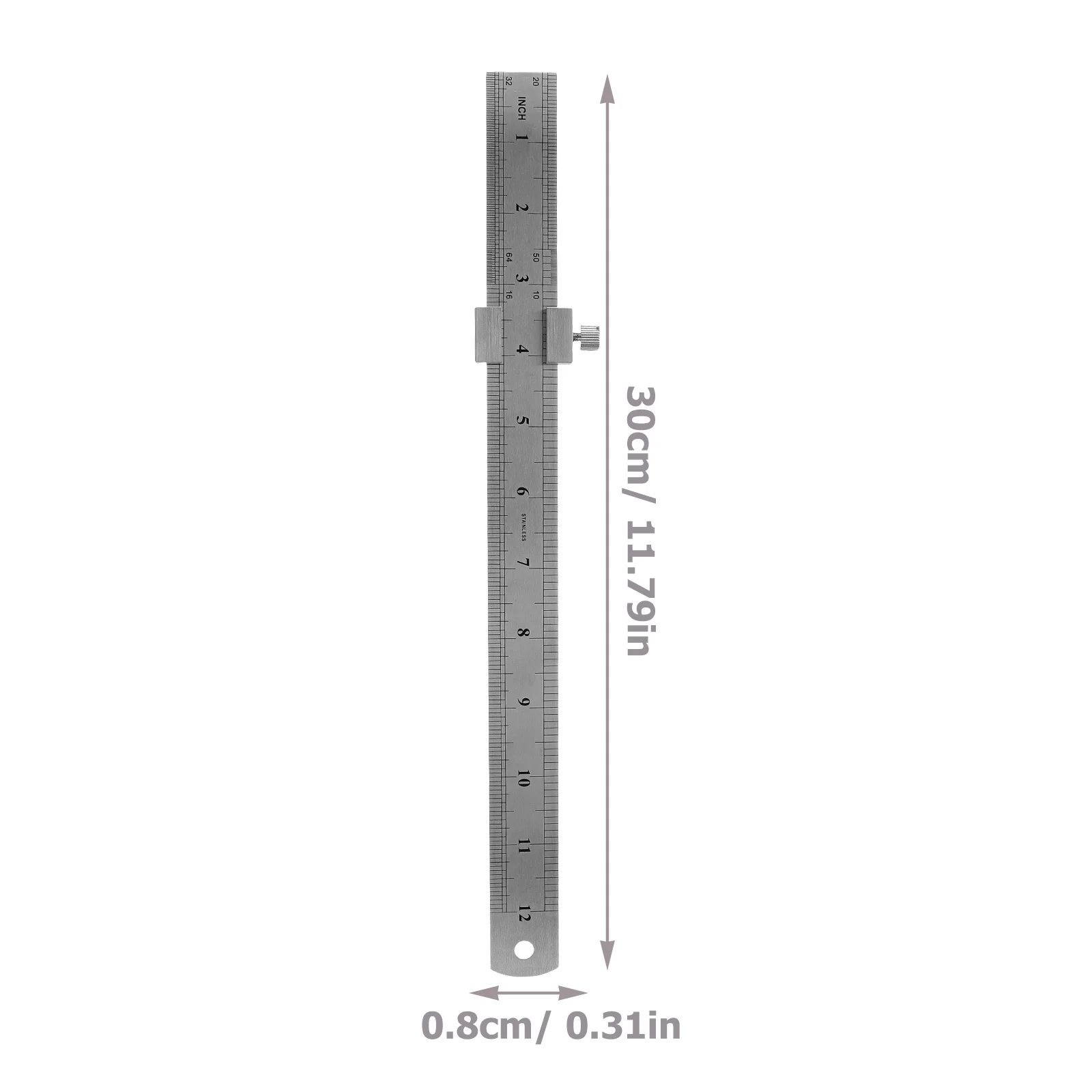 1 Set Stainless Steel 30Cm Heavy Duty Metal Measuring Rule Sliding Positioning Block For Carpentry Drafting Engineering Metric