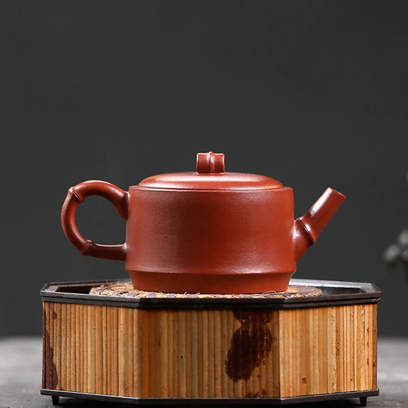 130ml Chinese Yixing Purple Clay Teapot Tradition Handmade Bamboo Joint Tea Pot Large Caliber Kettle Famous Zisha Tea Set