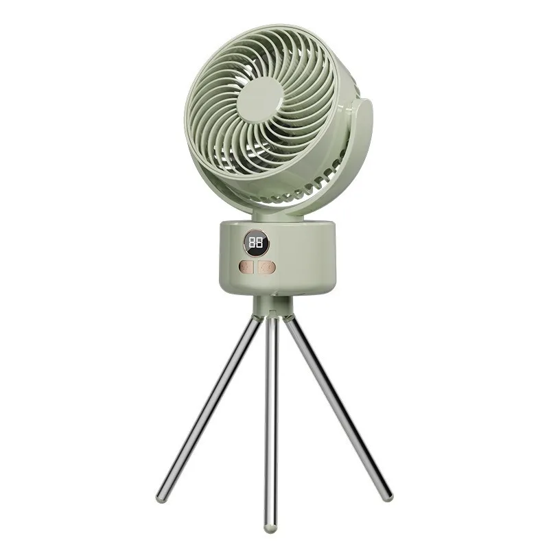2026 New Arrival Foldable Tripod Cooling Fan Silent Powerful Circulation Wind USB Rechargeable Rotatable Head Travel Fan
