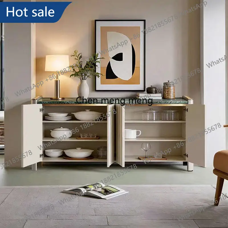 

MM02 Marble solid wood porch cabinet Italian minimalist living room dining side decorative cabinet locker